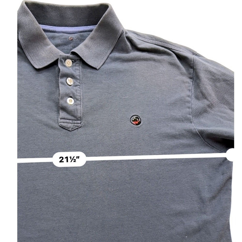 Southern Proper Mens Polo Shirt L Blue Cotton Blend Stretch Pique Short Sleeve - Picture 6 of 10